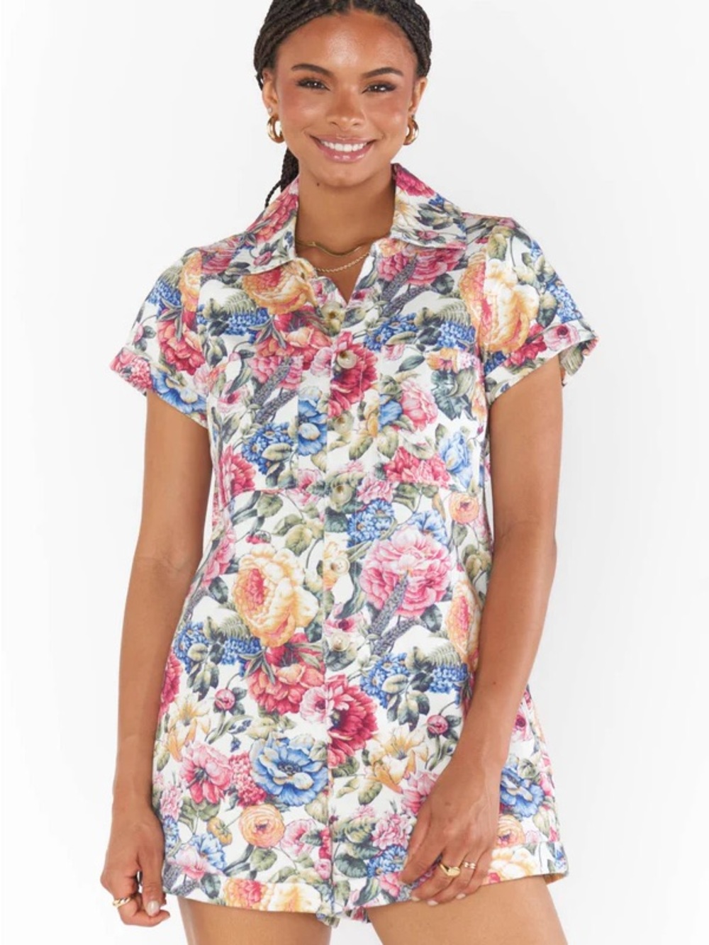 Show Me Your Mumu Range Romper in Dusty Meadows Denim
